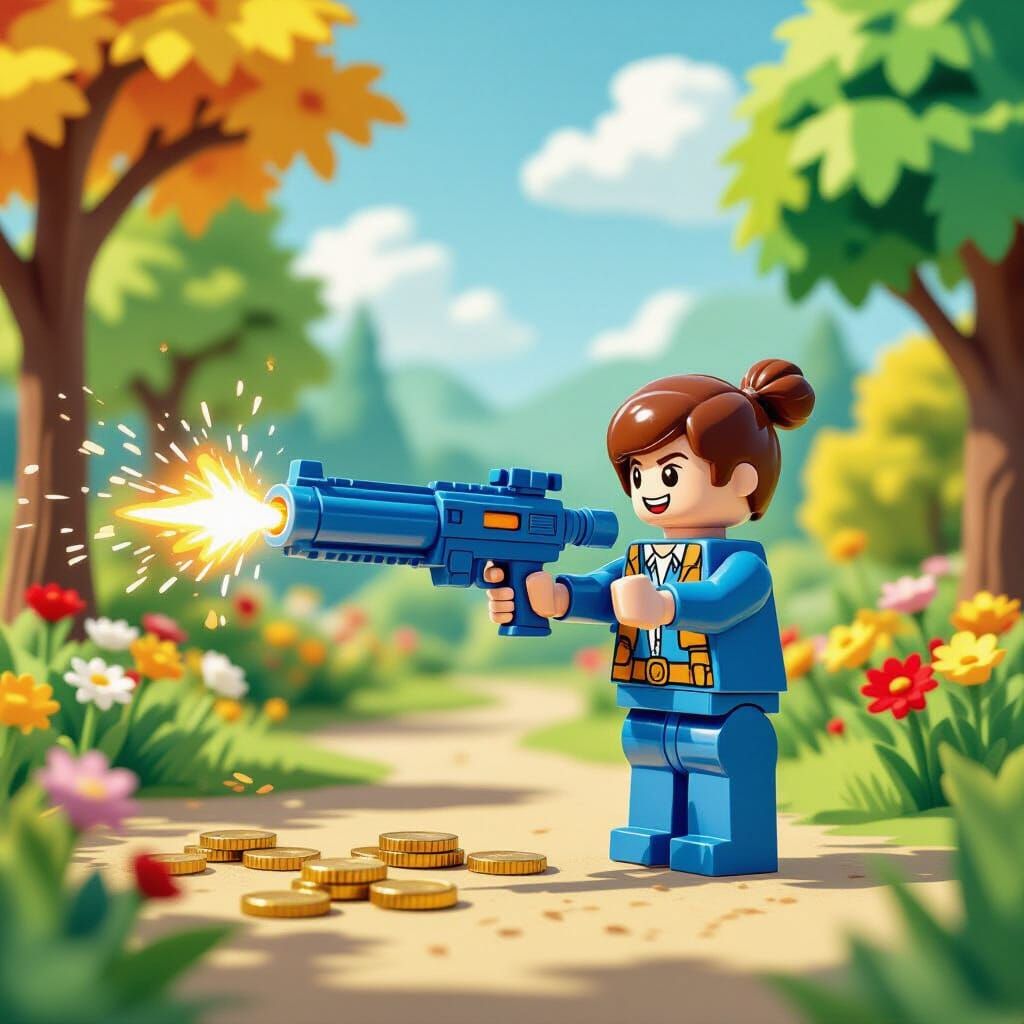 Whimsical Toy Gun Made of LEGOs and Playmobil