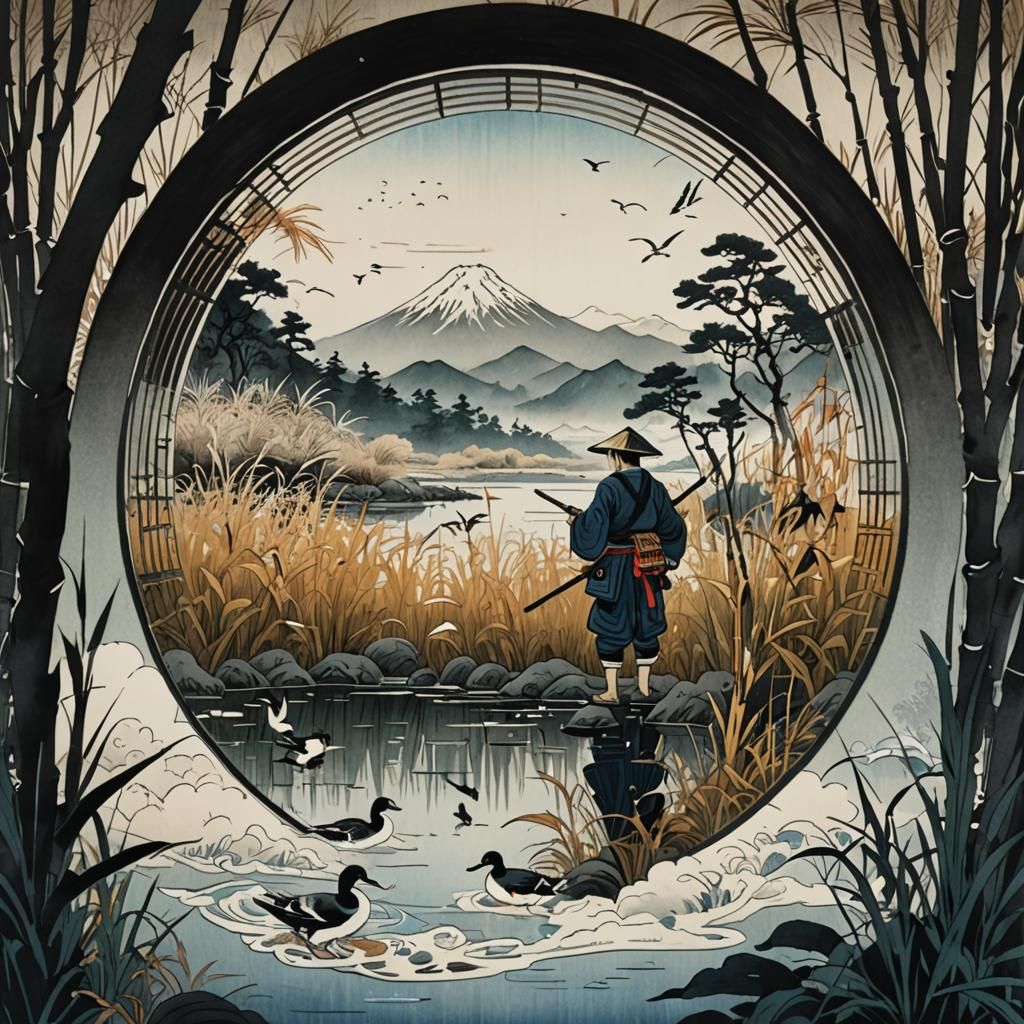 There are two ducks on the old pond. A ferret is watching vigilantly in the reeds. Busonped mountain peaks ...  by @aiswa