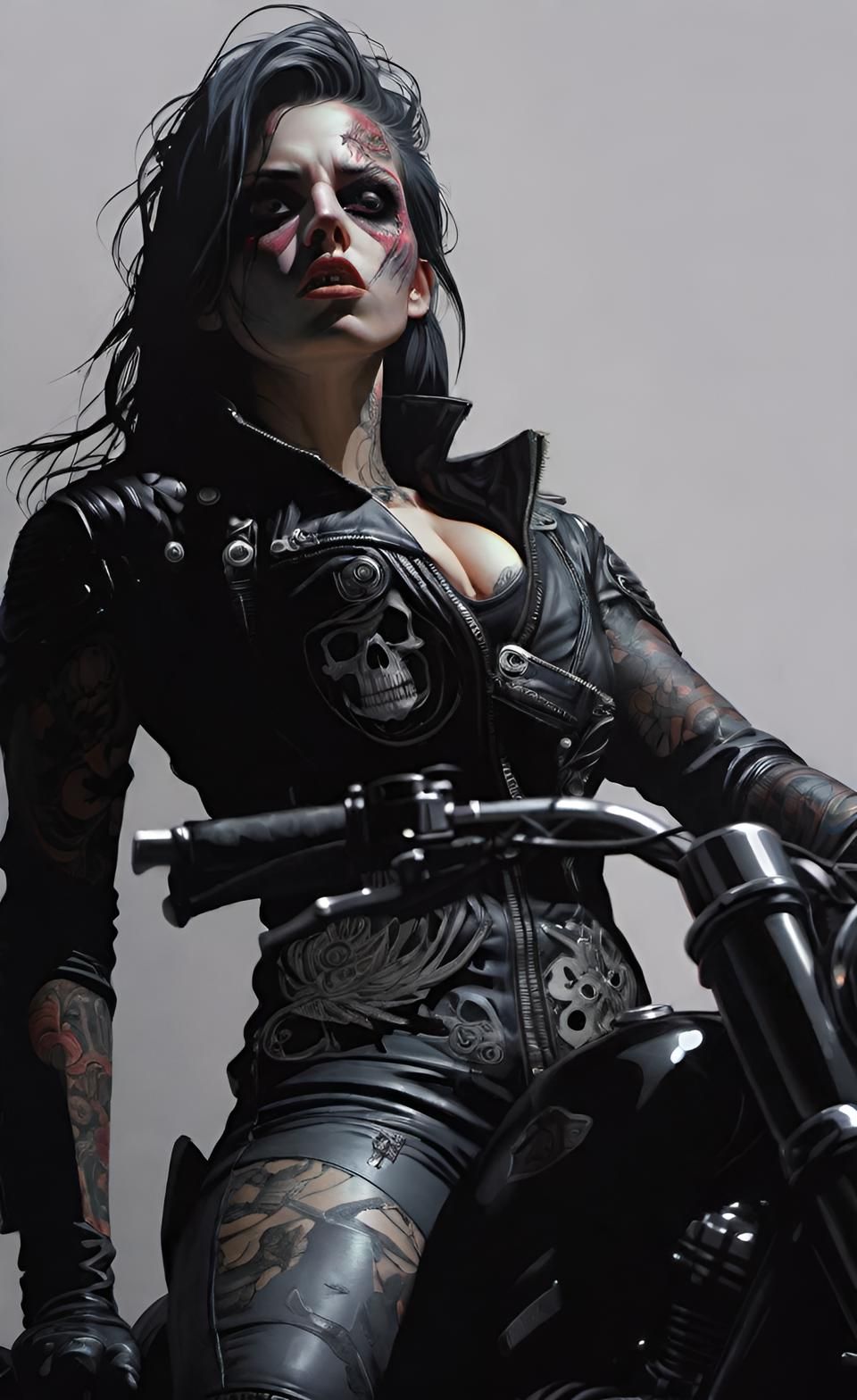 Biker chick (by Wombo Dream, Horror v3 style)