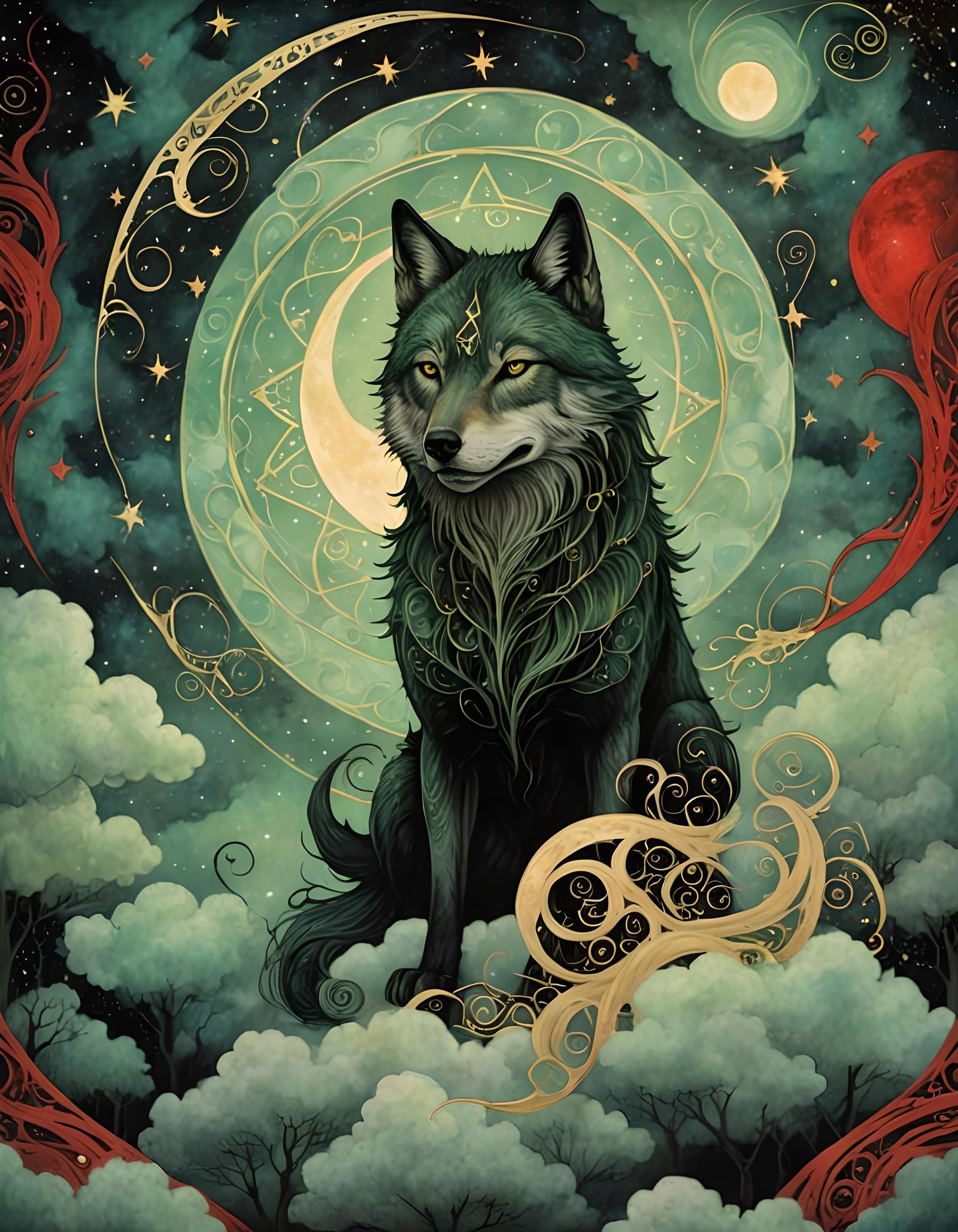 Sacred Wolves 2 - AI Generated Artwork - NightCafe Creator