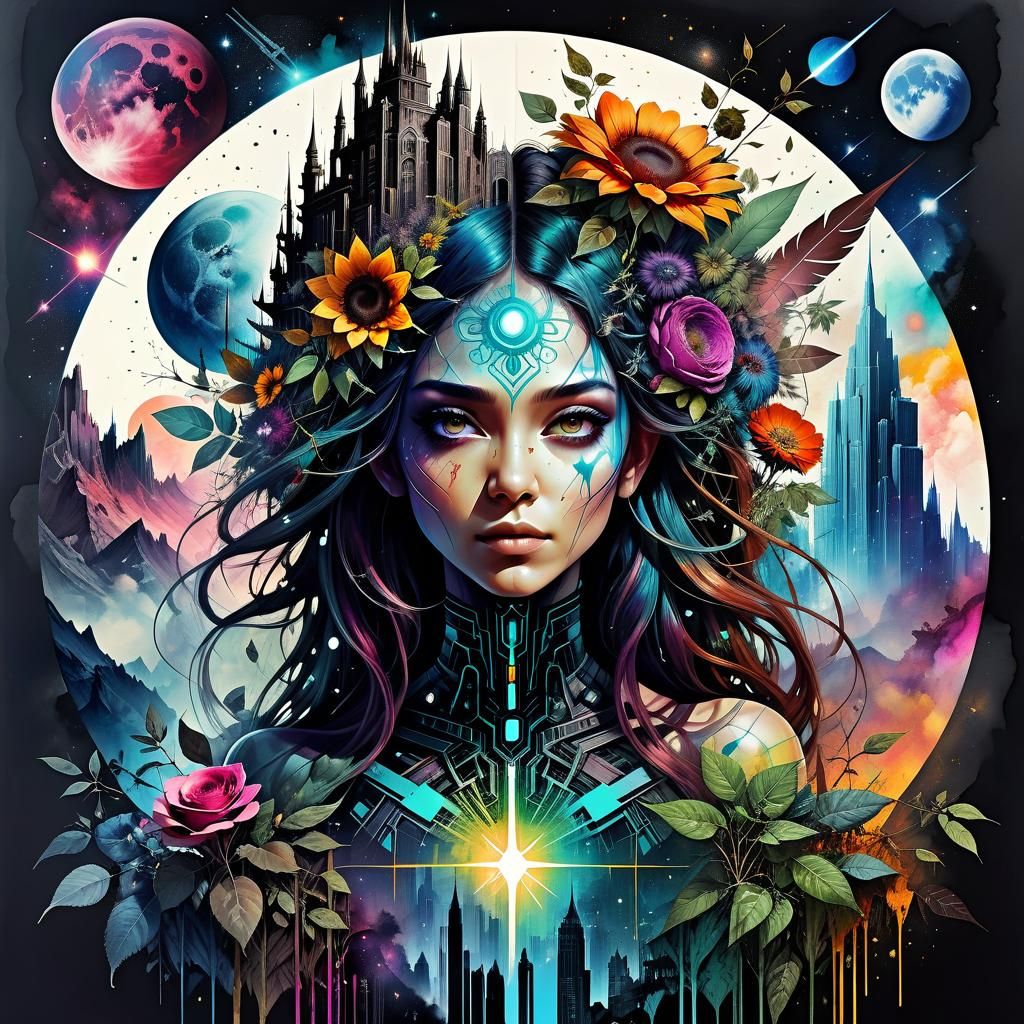 Double Exposure Collage Art Illustration