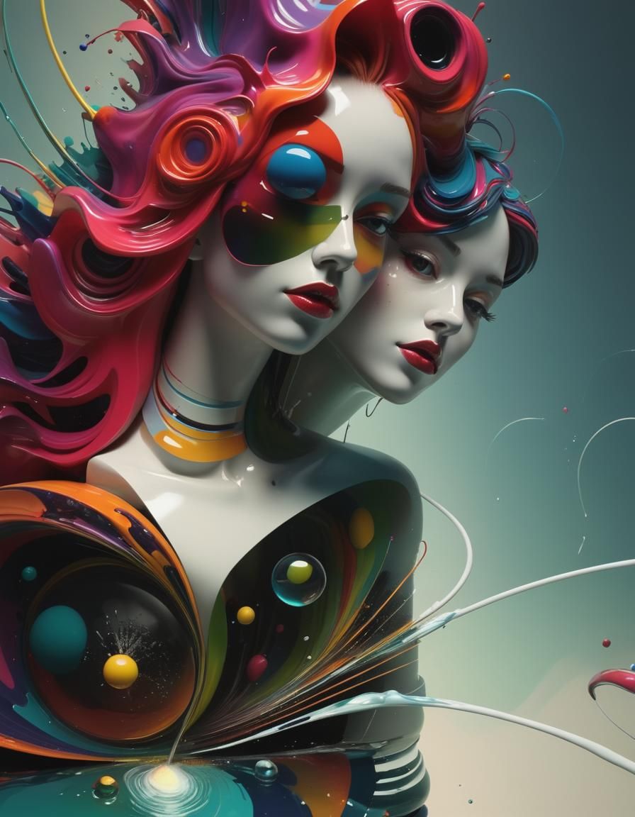 A vibrant and whimsical glitch artwork by the talented trio ...