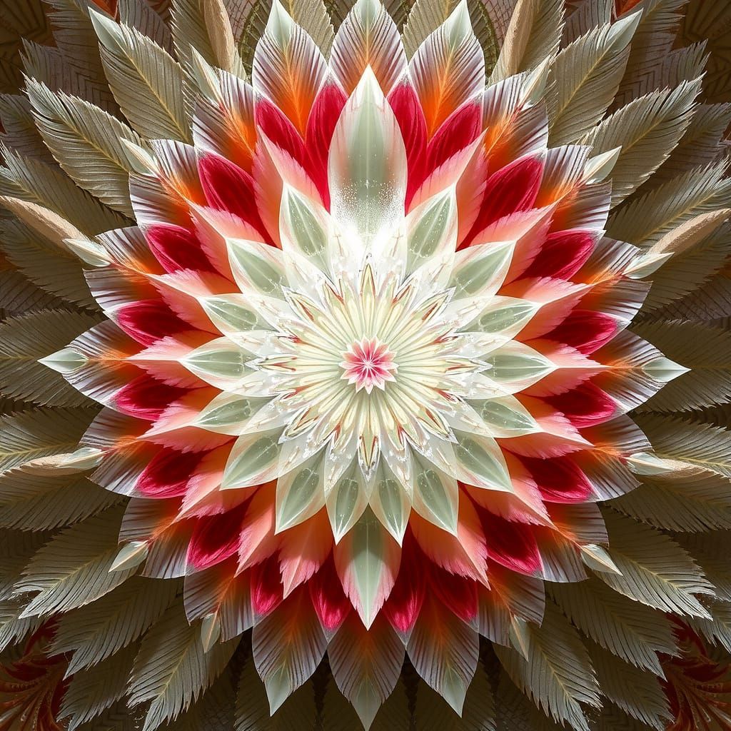 Crystals fractals in nature of spiral of petals and feathers. Droste effect, symmetrical, seeking perfection ...  by @Jose