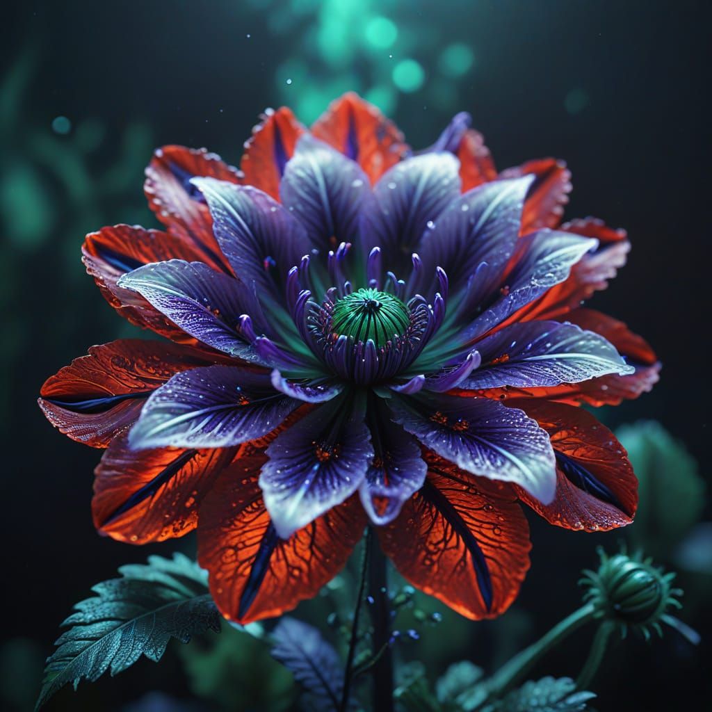 Atoxic  purpule red flower detailed matte painting, deep color, fantastical, intricate detail, splash ...  by @h biton