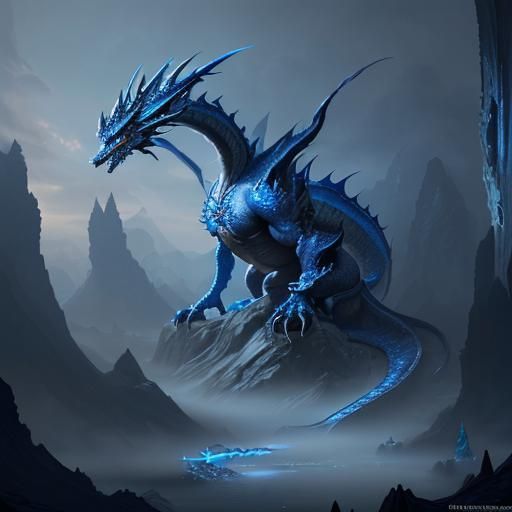 Blue Silver Dragon - AI Generated Artwork - NightCafe Creator