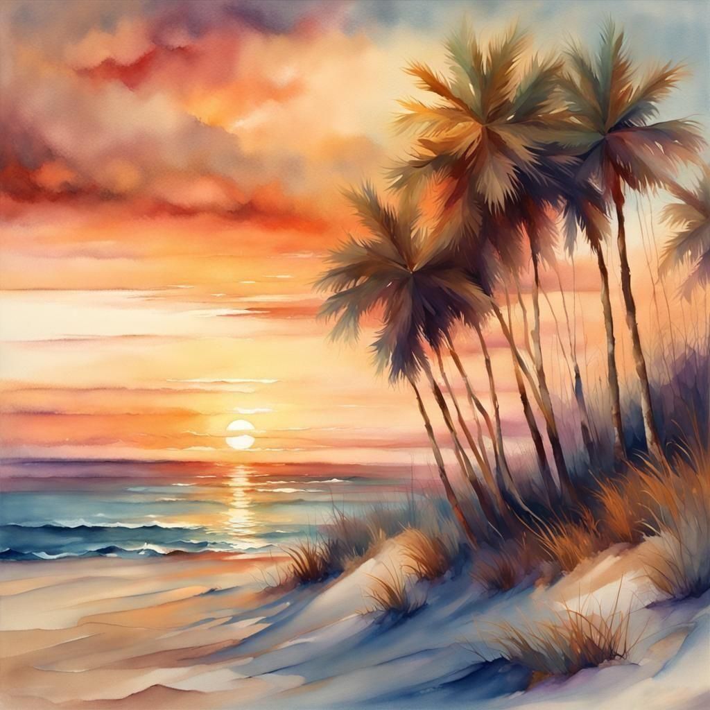 Beach Sunset   by @GreenNails 