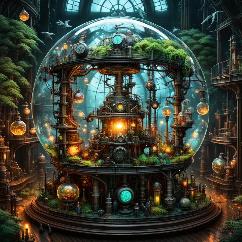 Steampunk dome city  by @undefined