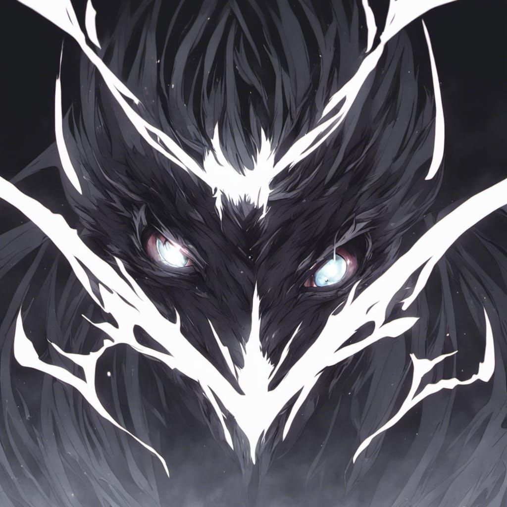 Shadow monster with white glowing eyes