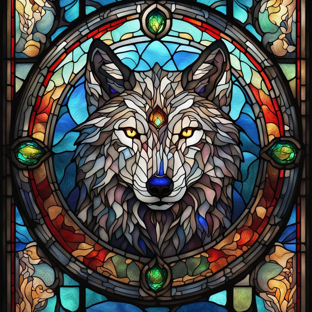 Stained Glass Wolf