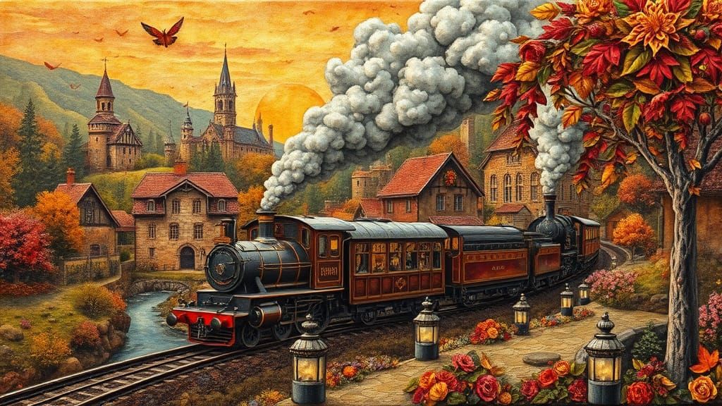  A train passing by  England village  by @Jordanna