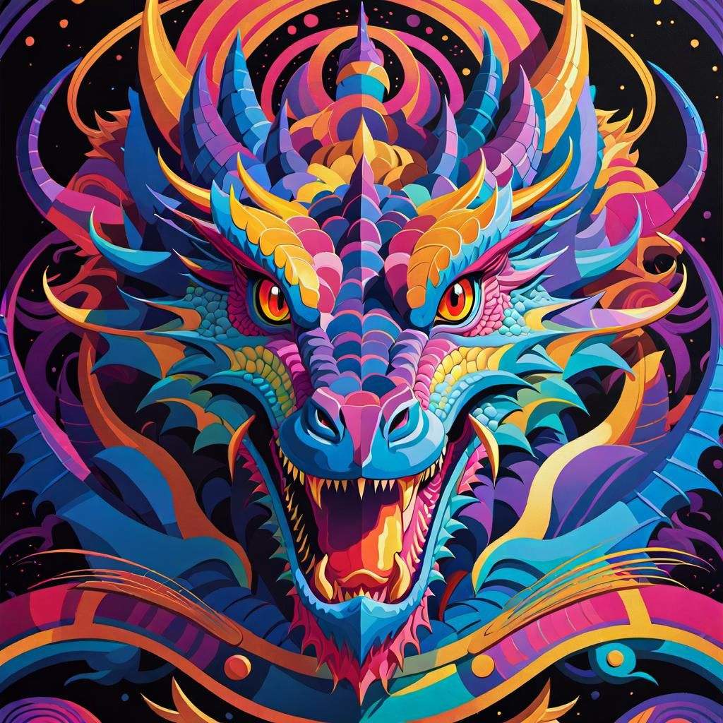 (Hyper detailed anime art of a dragon in psychedelic strong colors:1,8 ...
