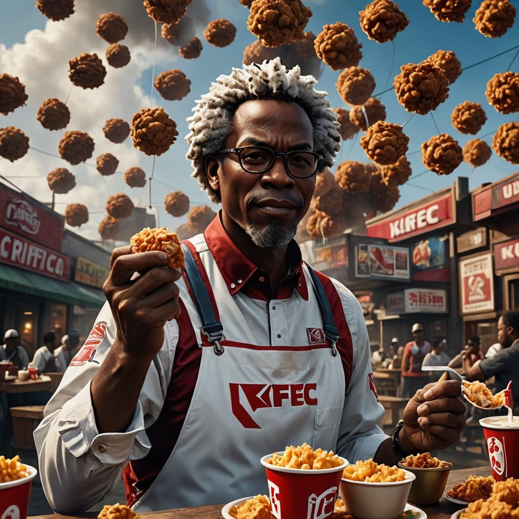 A african american eating kfc - AI Generated Artwork - NightCafe Creator