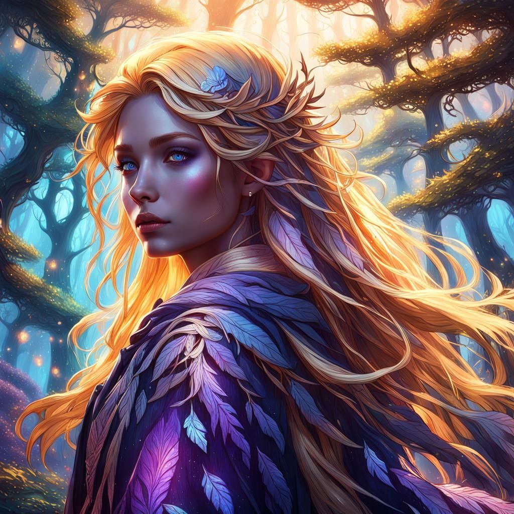 Mystical Forest Girl in Vibrant Digital Painting