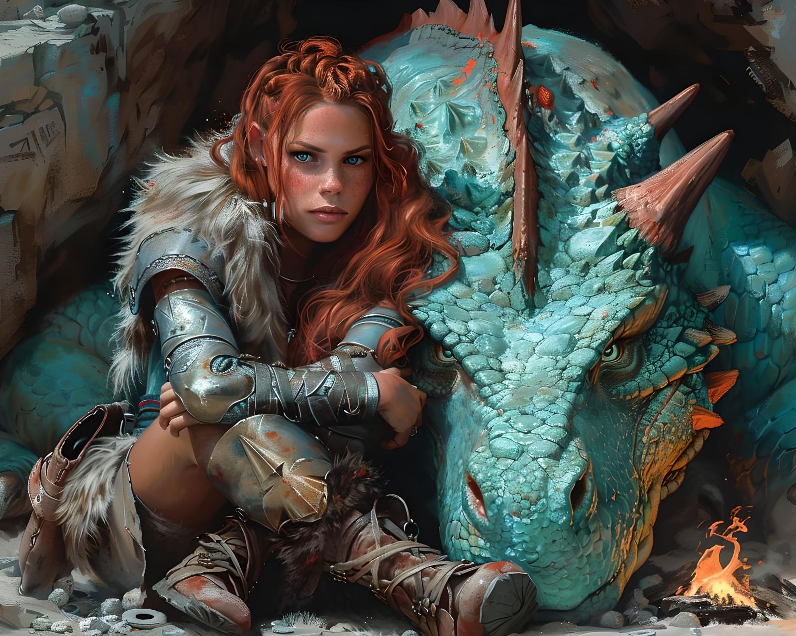 Warrioress and Her Dragon