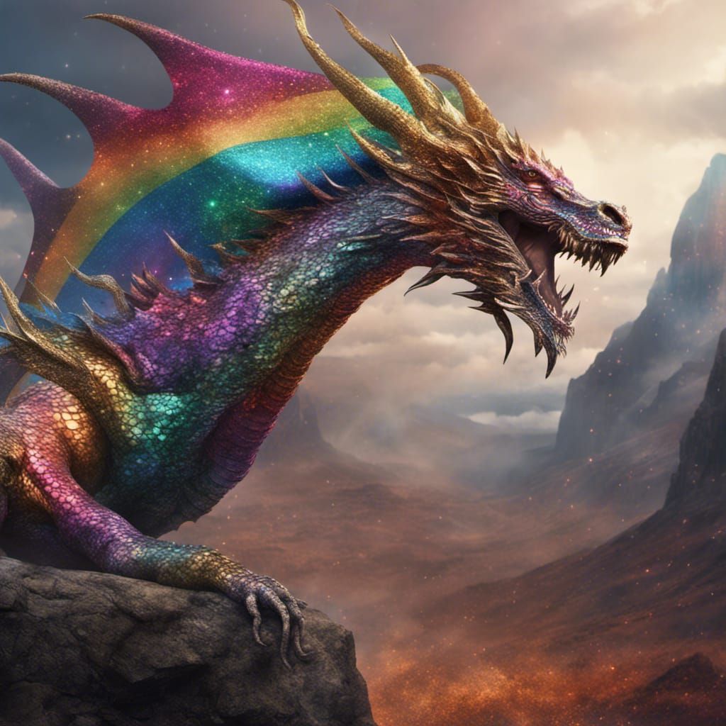 Rainbow metallic dragon