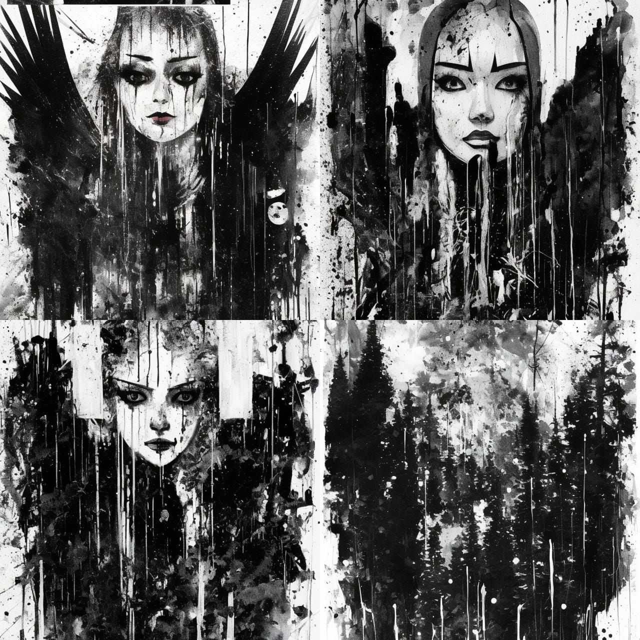 negative black and white Speedpaint with large brush strokes...