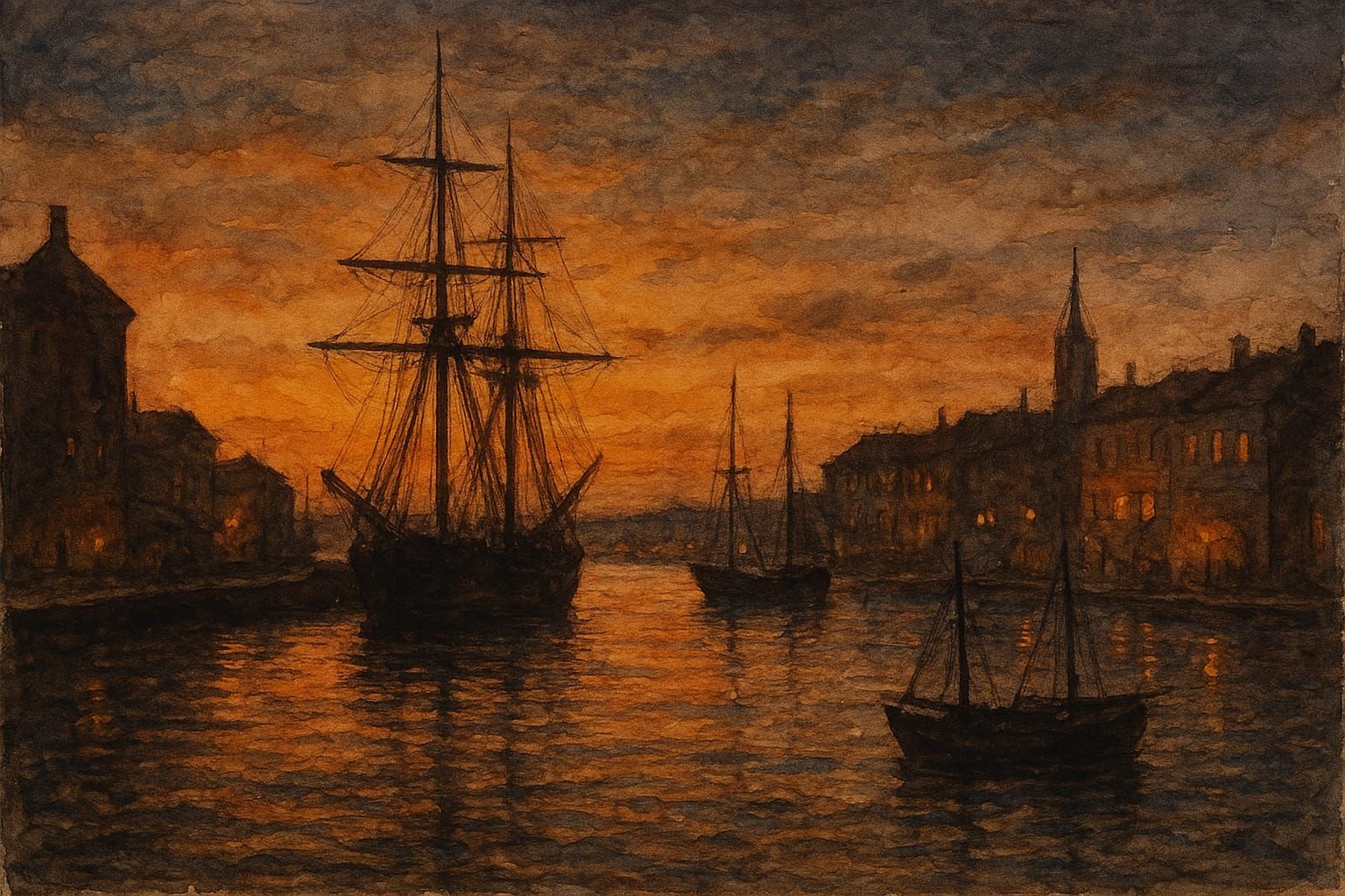 Harbor at night