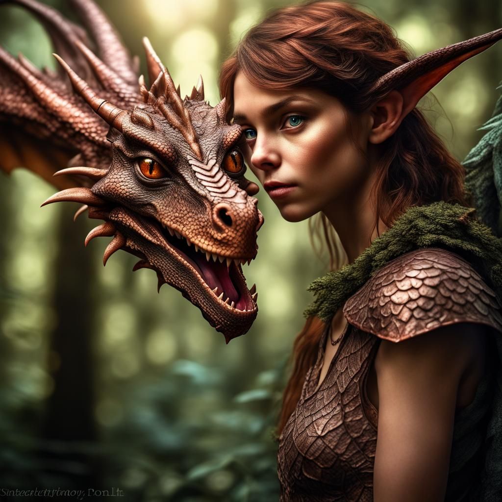 The Elf and her Dragon - AI Generated Artwork - NightCafe Creator