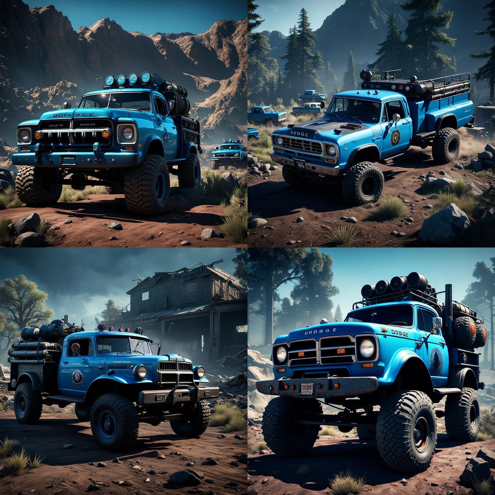 1978 blue dodge power wagon zombie apocalypse - AI Generated Artwork ...