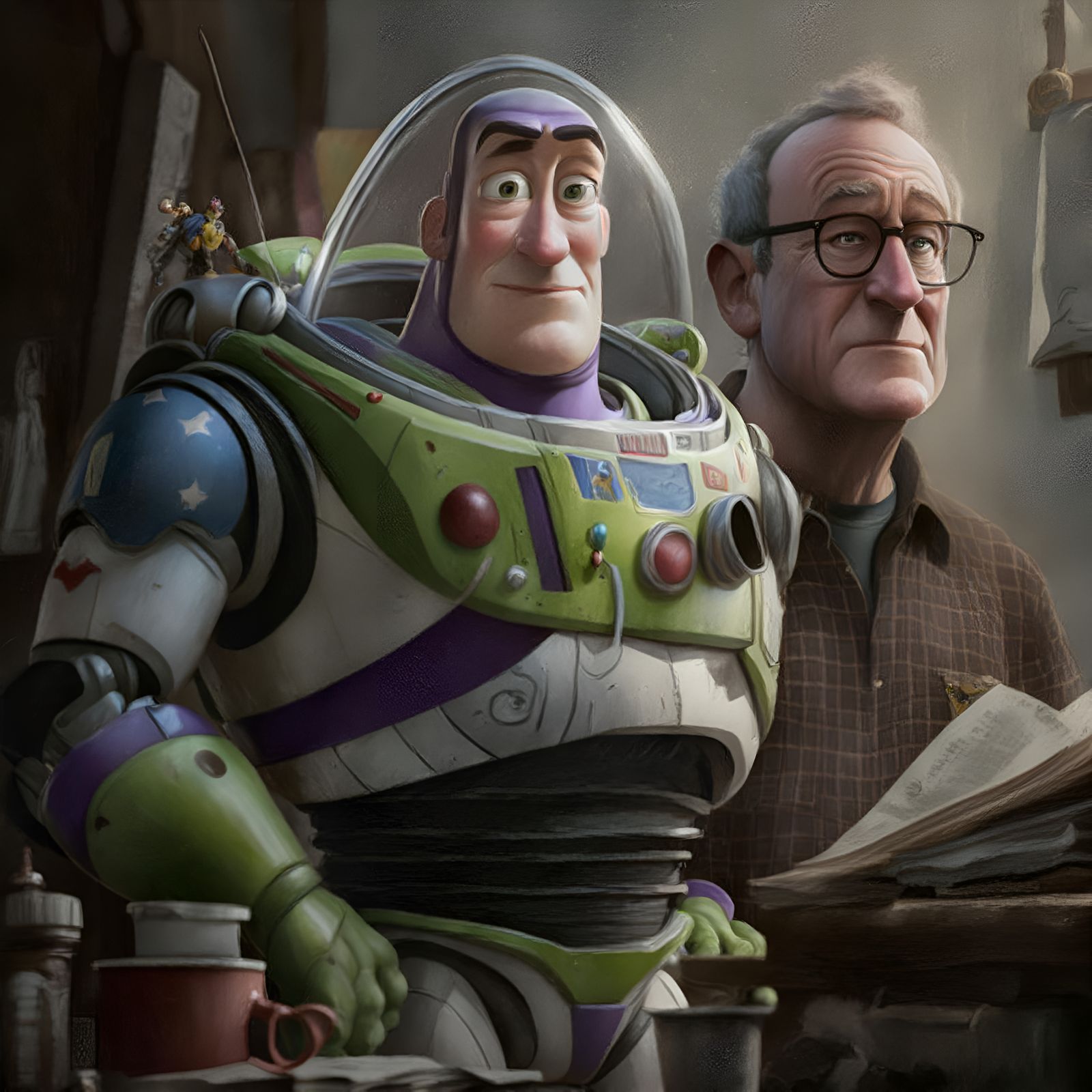BFFs: Buzz Lightyear and Woody Allen