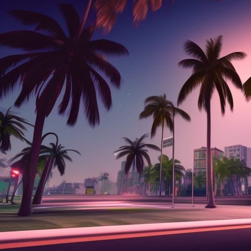 Vice city evening - AI Generated Artwork - NightCafe Creator