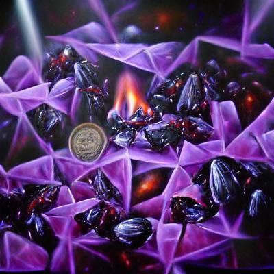 Dark Energy Crystal mass purple oil painting by James Gurney
