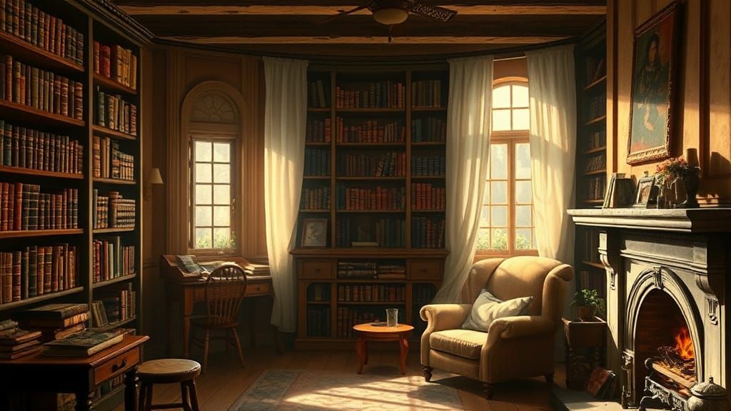Cozy Village Bookroom in Dreamy Rustic Style