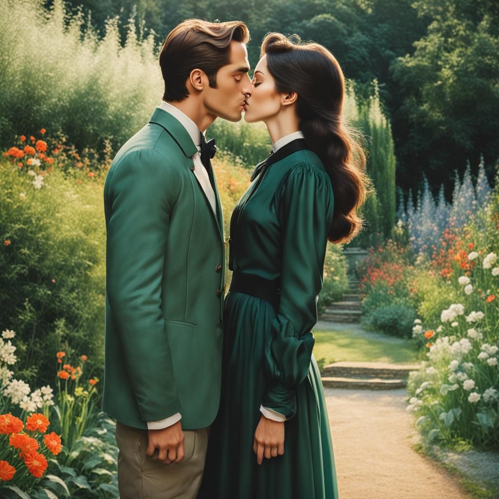 Kiss in a garden