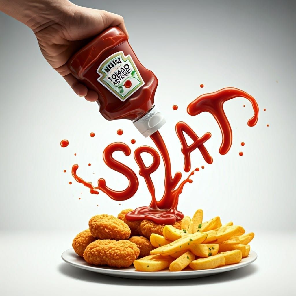 Squeezy tomato ketchup; SPLAT!   by @Blue 