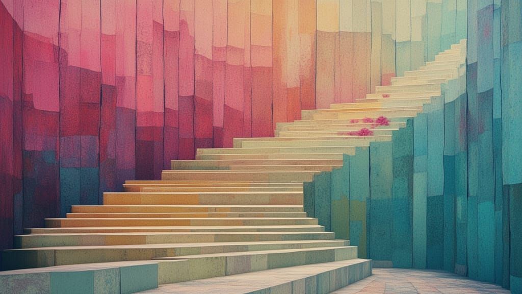 Abstract ethereal stairs and flowers <lora:CSS2Flux:1.0> <lora:StairsNCases:1.0>