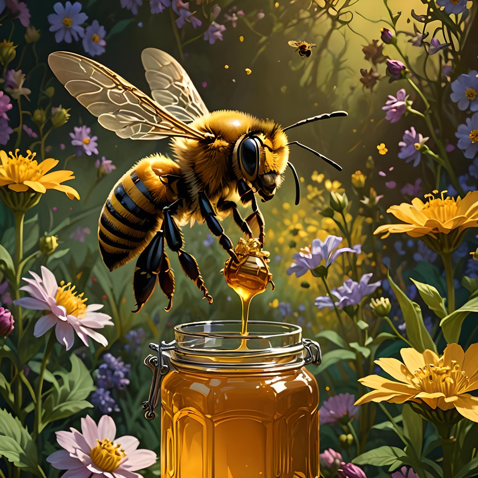 Honey bee making nectar