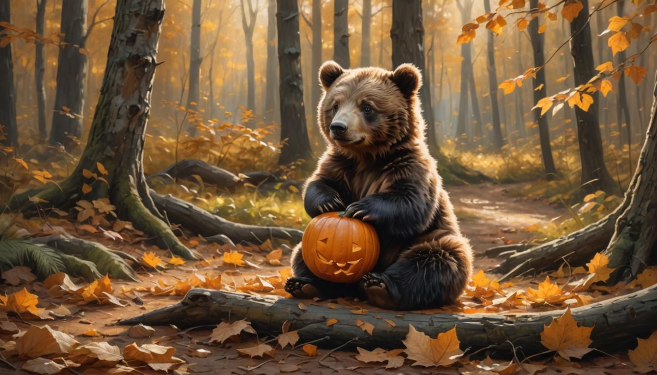 Bearcub And Jack-O-Lantern