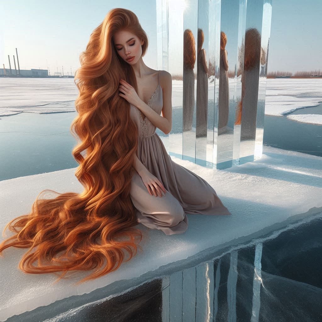 Ice floe with glass block