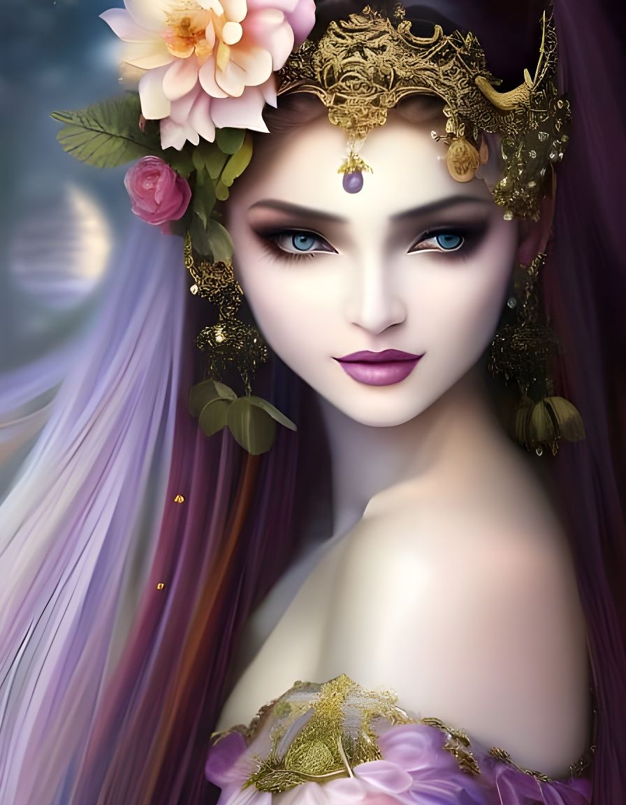 Beautiful Lotus Girl - AI Generated Artwork - NightCafe Creator