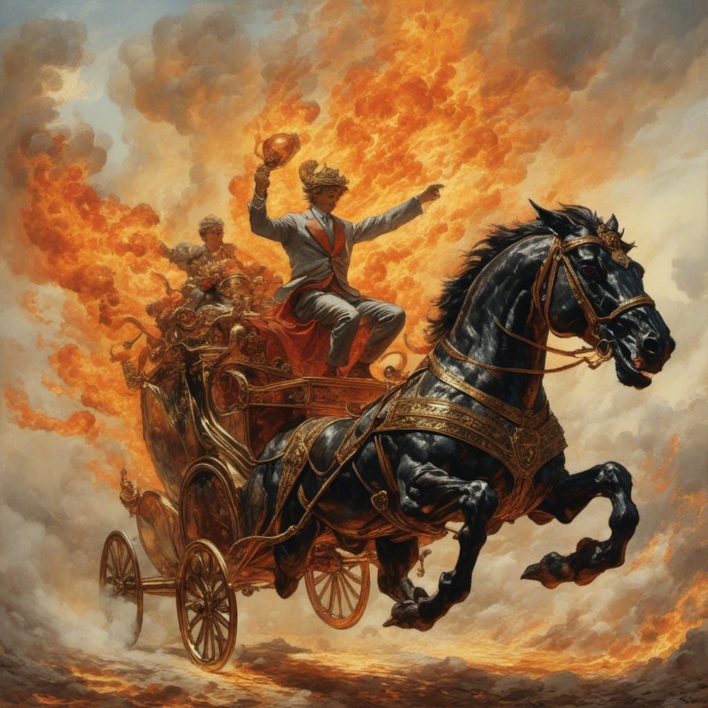 <lora:MosesAlpha:1.0> A demon riding in a flaming chariot