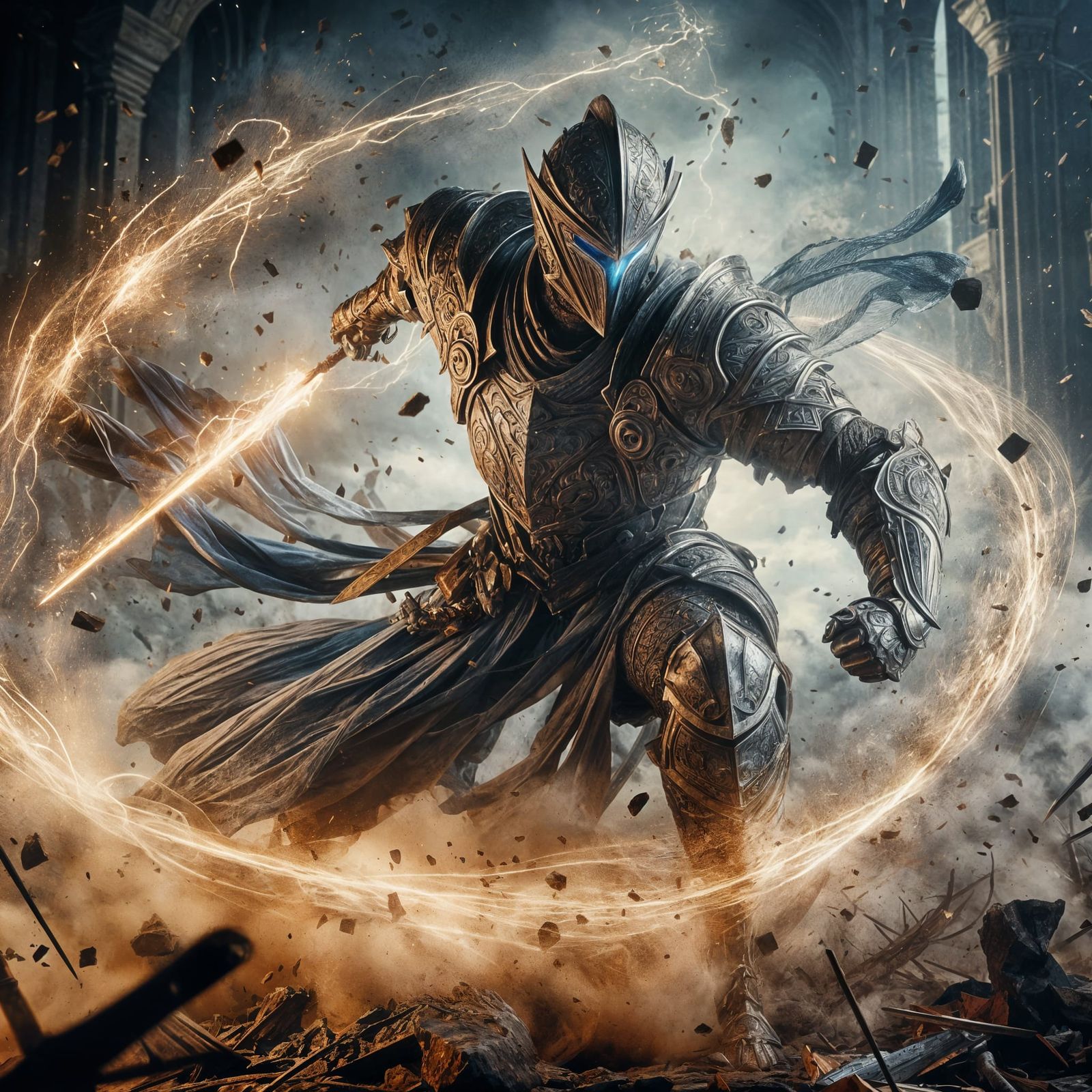 Knight performing a powerful energy attack (Uploaded)