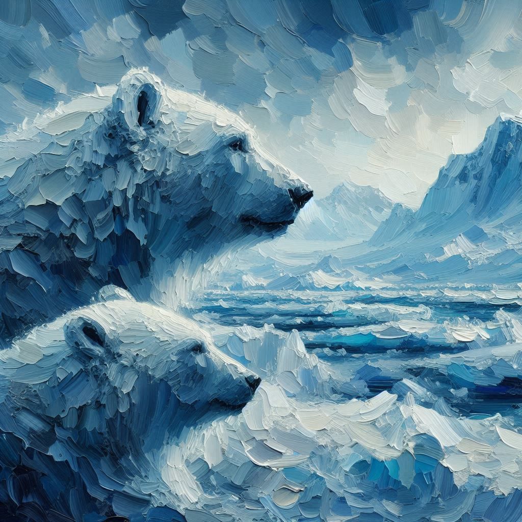 Polar bears, mother and son.