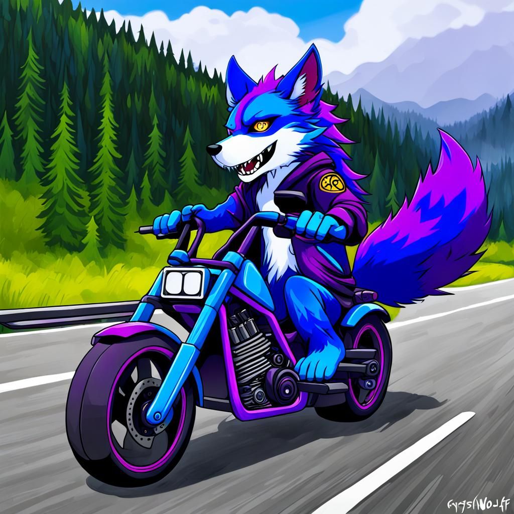 Furry art Krystal Wolf (sie ist rot und Violet, blau  Augen ...