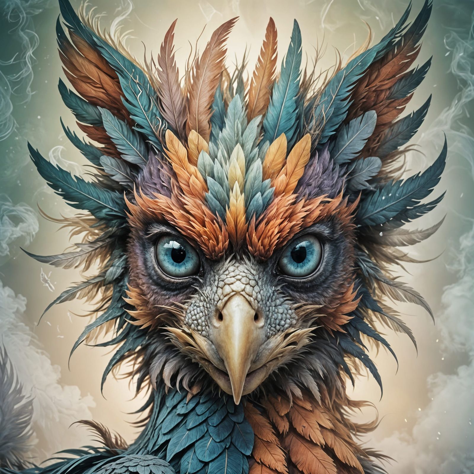 Cute Phoenix Griffin Hybrid in Digital Art Style