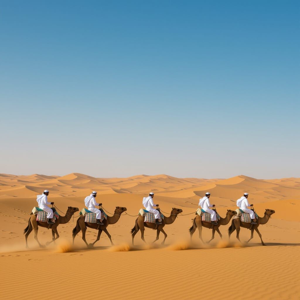 Dogs Running in Desert, Brown Tones