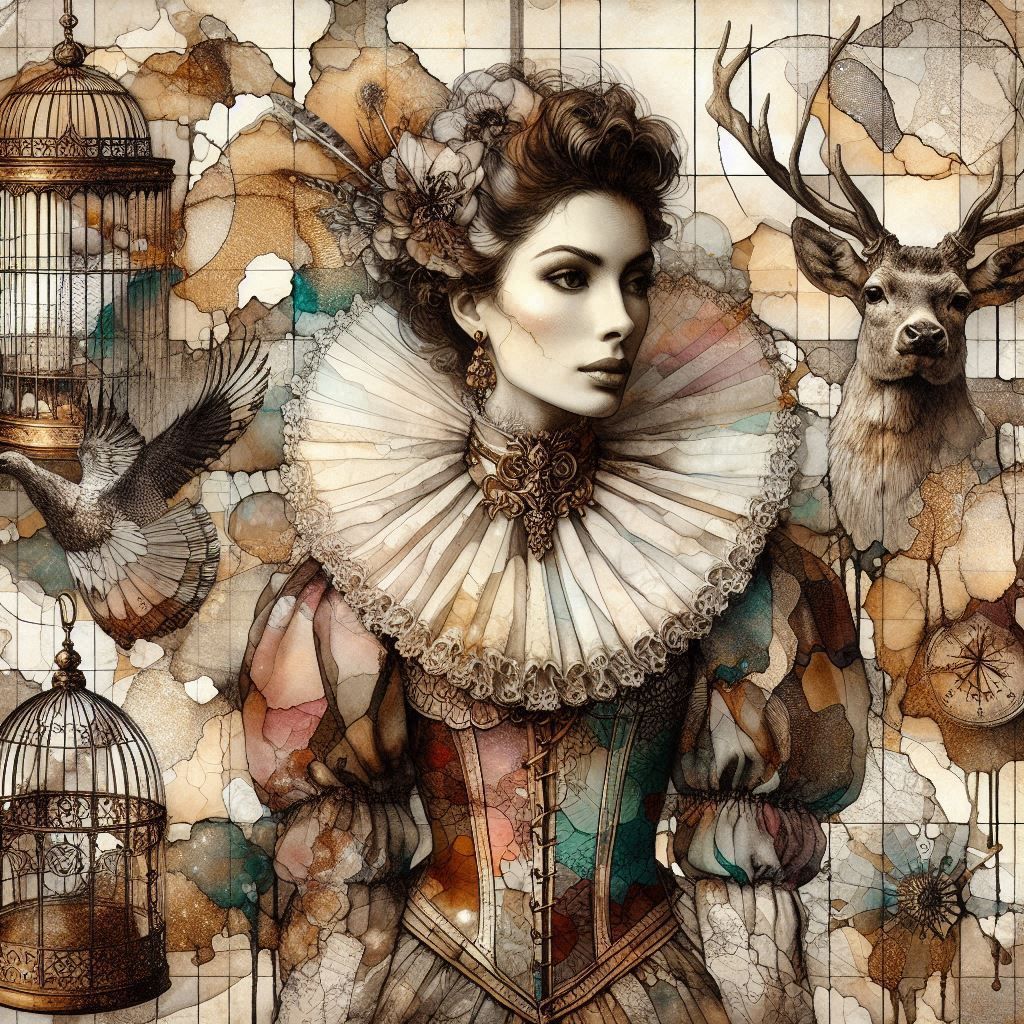 Deer and Birdcage collage