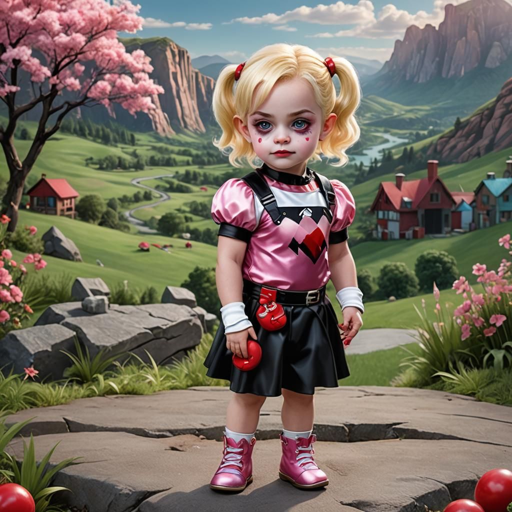 Photo-realistic- Blonde infant Chibi Moon dressed as Margot ...