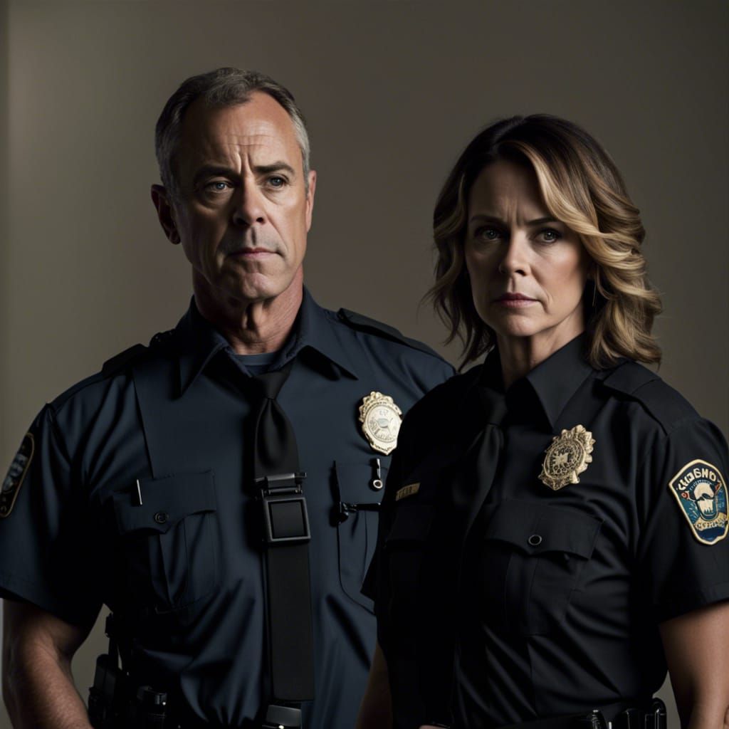 harry bosch and renee ballard detective in LAPD uniforms AI