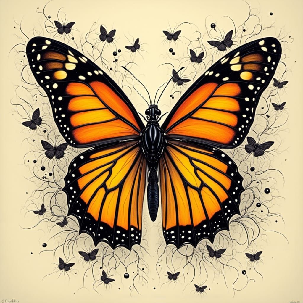 <lora:FLEUR NOIR FLUX:1.0> Monarch Butterfly