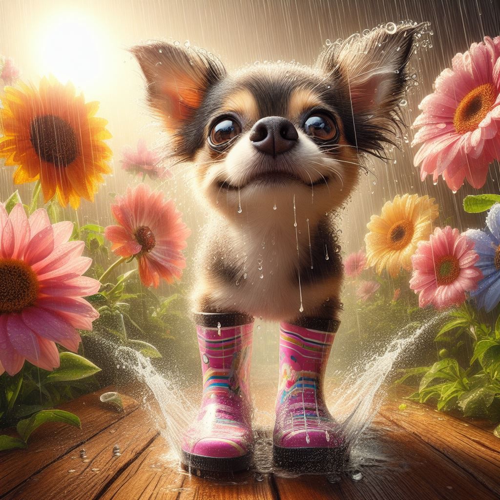 Chihuahua in the rain