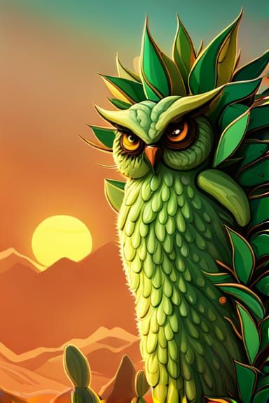 Cute Aloe Vera Owl, an Owlade of Aloe Vera cactus plants.  B...