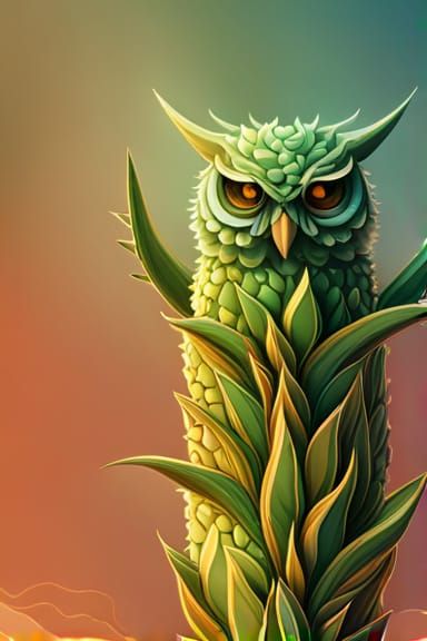 Cute Aloe Vera Owl, an Owlade of Aloe Vera cactus plants.  B...