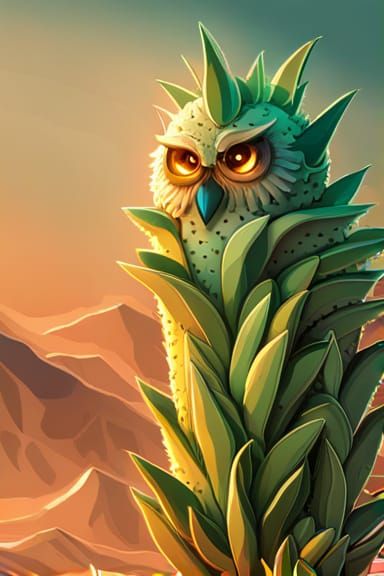 Cute Aloe Vera Owl, an Owlade of Aloe Vera cactus plants.  B...