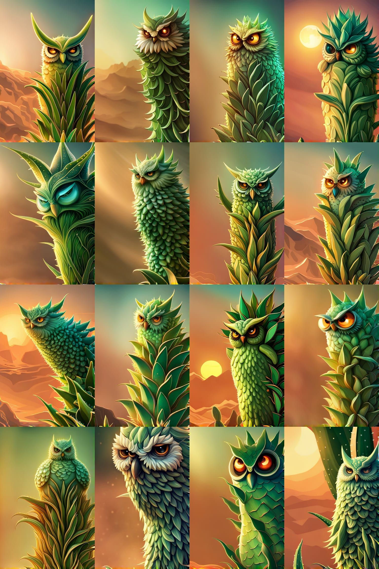 Cute Aloe Vera Owl, an Owlade of Aloe Vera cactus plants.  B...