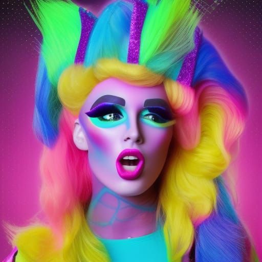 Rainbow drag queen - AI Generated Artwork - NightCafe Creator